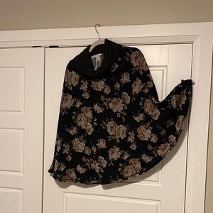 Soft Floral knit cape top navy/charcoal, NWT, Sz large, arm holes by Chris&carol